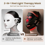 BERLIY Red Light Therapy Face & Neck Mask – Cordless LED Light Therapy Mask with 4 Modes